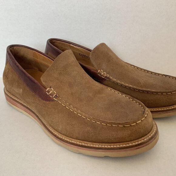 Lucchese Leather Moccasins Loafers After Ride Slip-On Shoes Mens Sz 8.5 Vibram - Picture 1 of 10